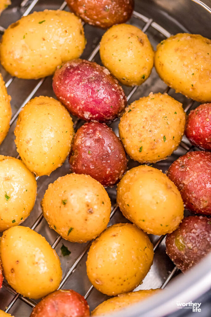 baked potatoes on baking rack