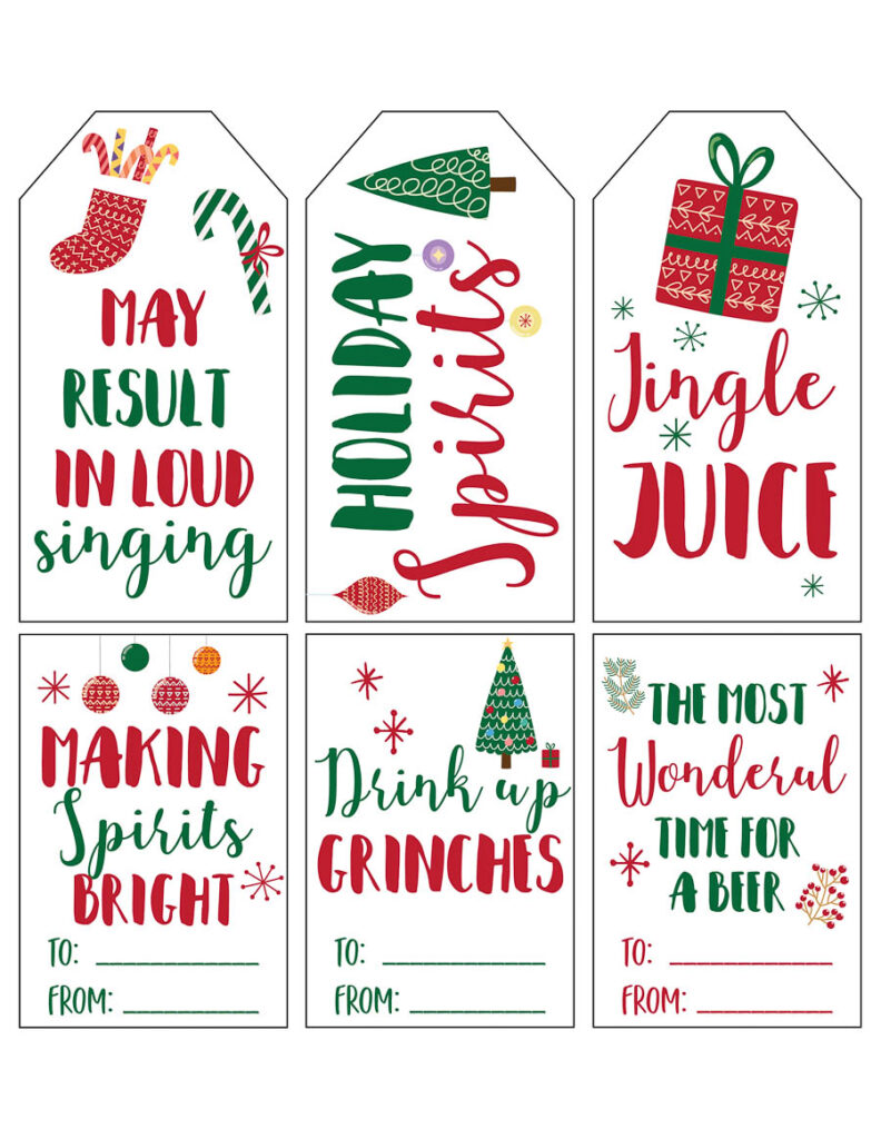 Christmas tags for alcohol