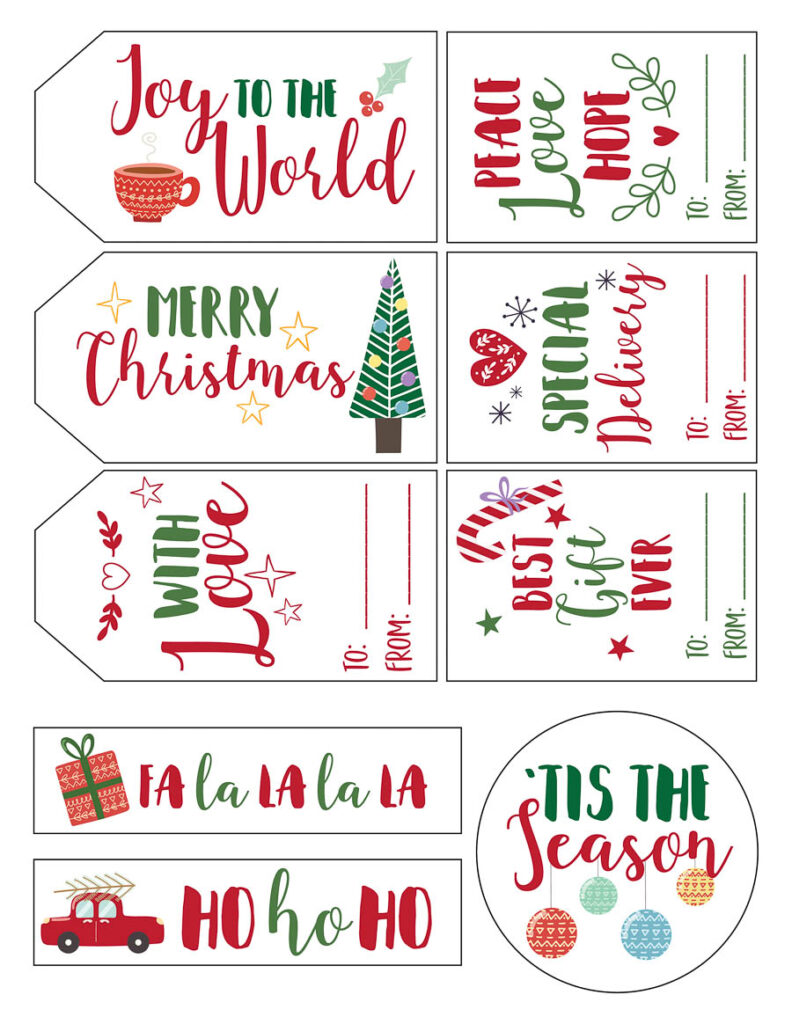 Christmas gift tag printable