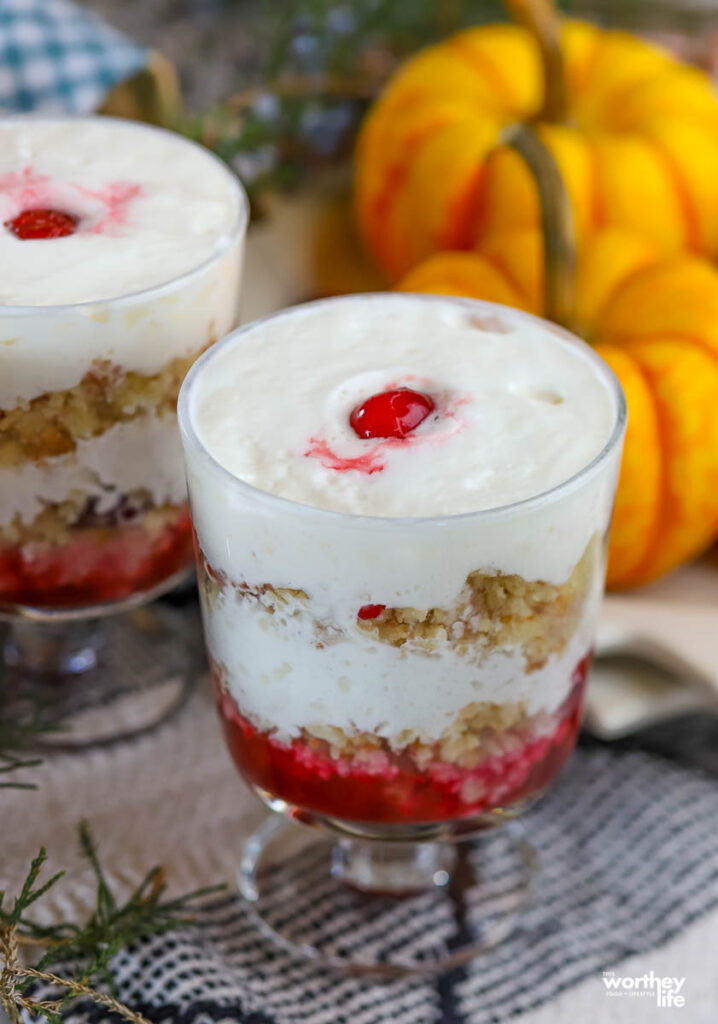 mini cranberry trifles in trifle cups