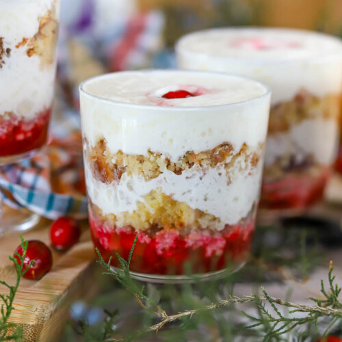 Sugar Free Cranberry Cake Mini Trifle Idea | Holiday Dessert Idea