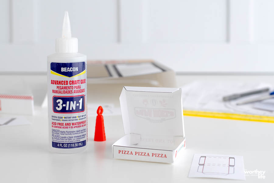 beacon glue with printable on white background