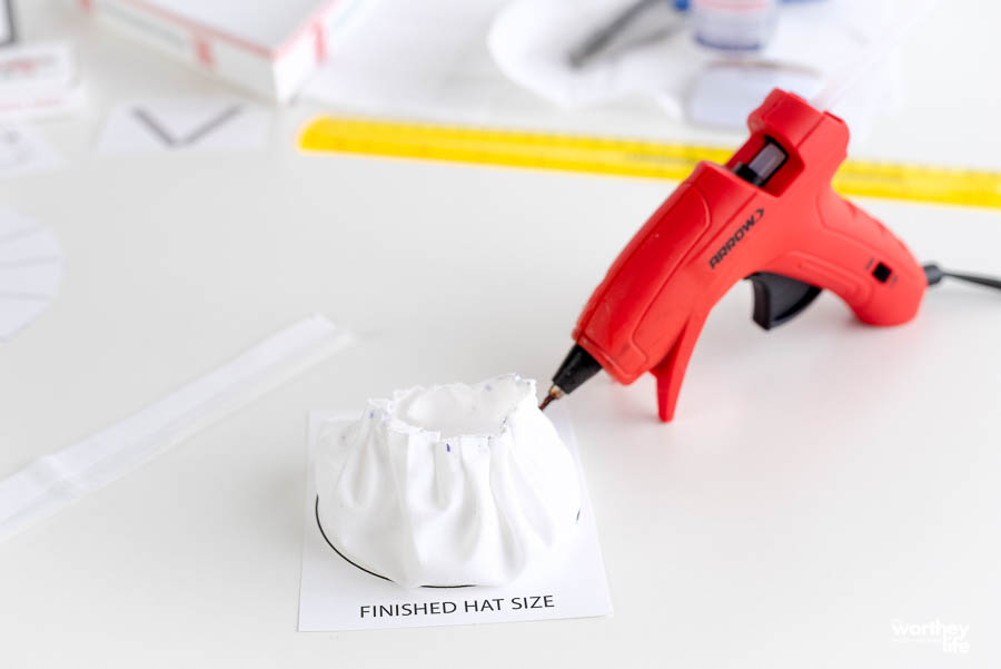 glue gun for making a chef's hat