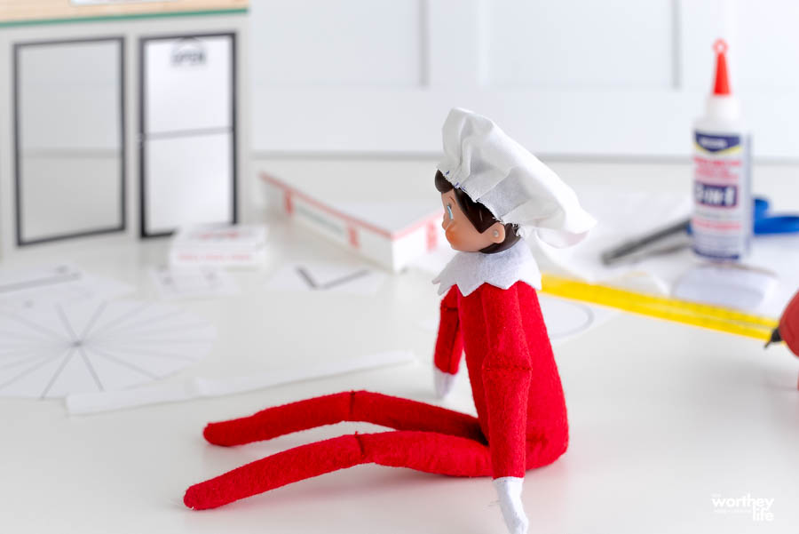 elf on the shelf doll measuring chef hat