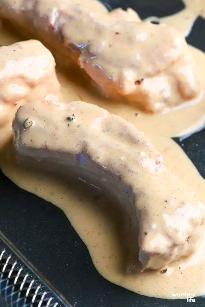 beer batter ribs on air fryer rack