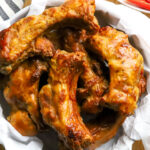 air fryer crispy ribs in a white bowl