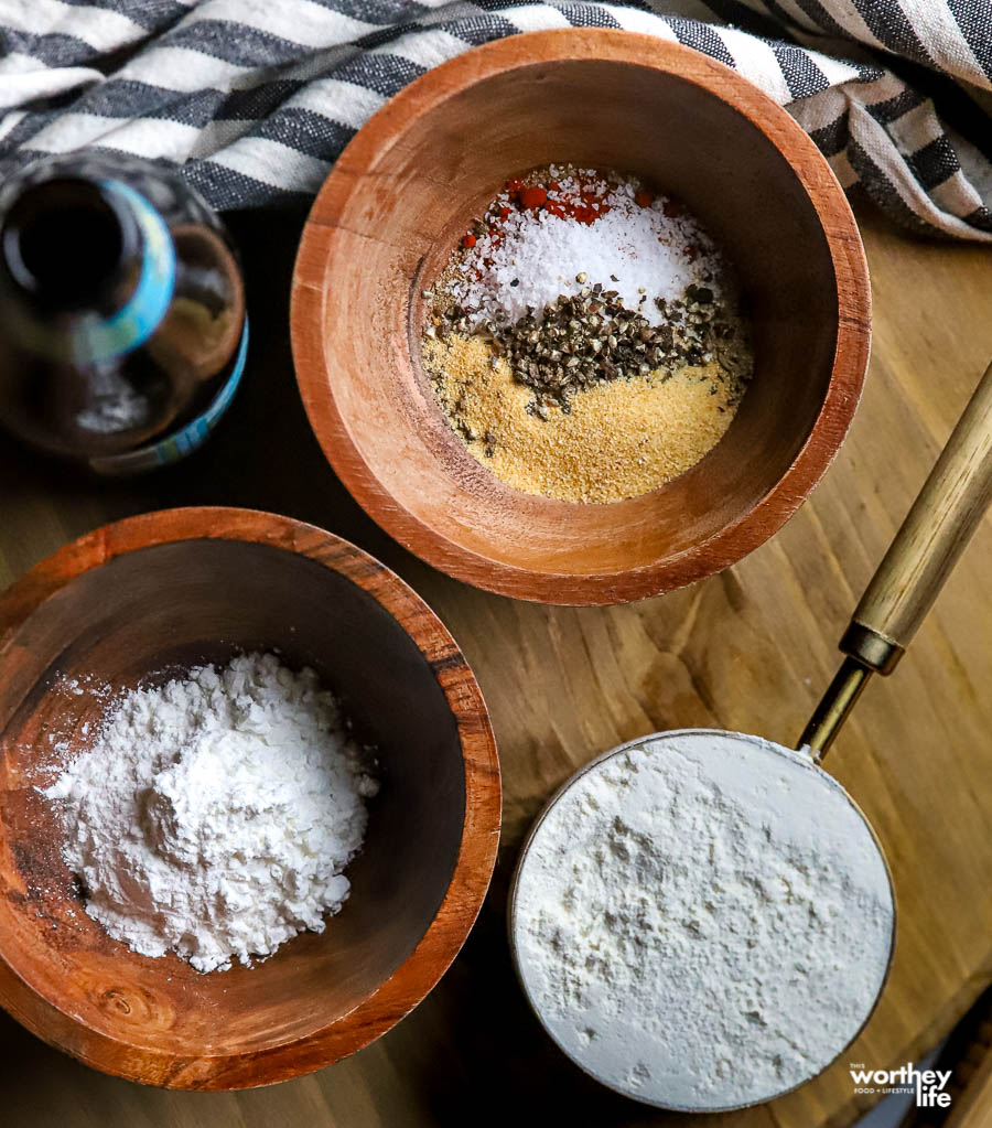 ingredients in brown bowls