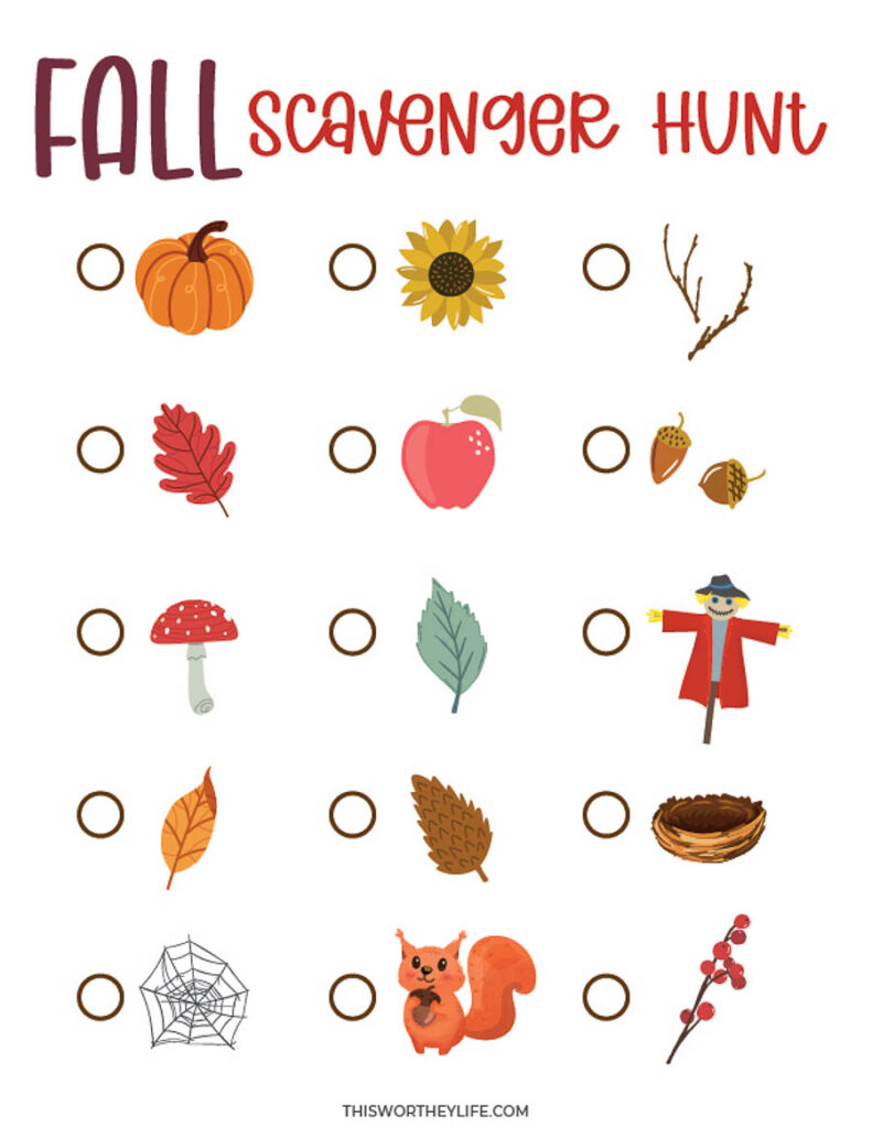 fall scavenger hunt for the family 