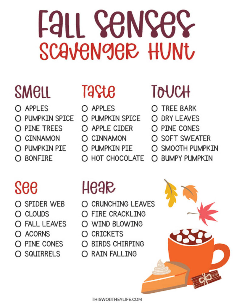 Fall Senses Scavenger Hunt