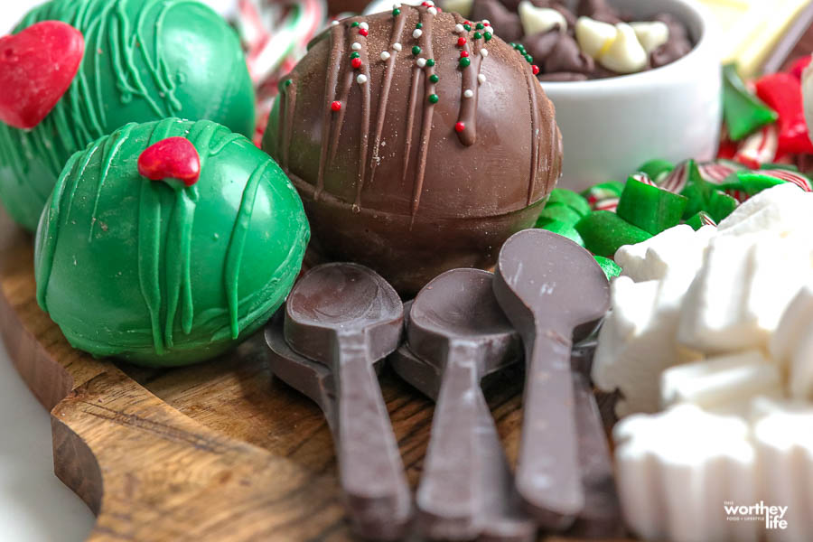chocolate spoons and hot cocoa bombs