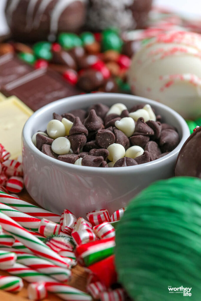 white bowl with chocolate chips in it