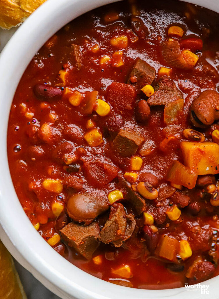 a bowl of venison chili