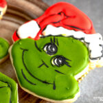 Grinch with Santa Hat cookie idea