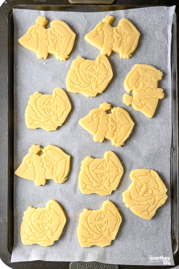 sugar cookies on a baking sheet