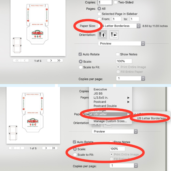 instructions for printing