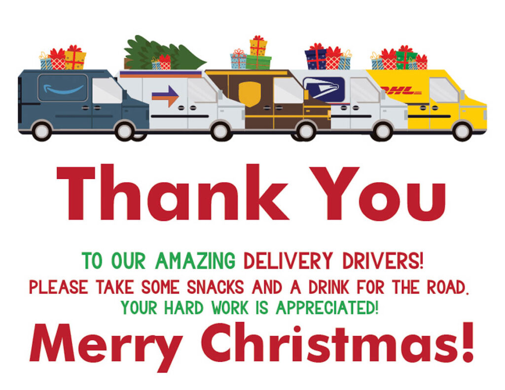 Delivery Drivers Thank You Printable