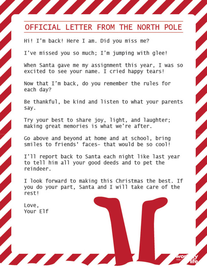 official north pole elf welcome letter