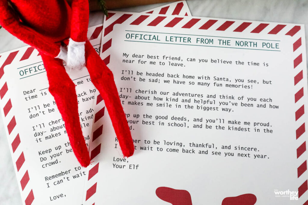 elf on the shelf goodbye letter free printable