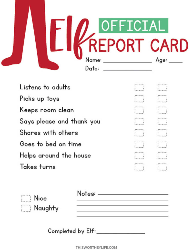 Elf On The Shelf Report Card Printable elf-on-the-shelf-report-card-printable