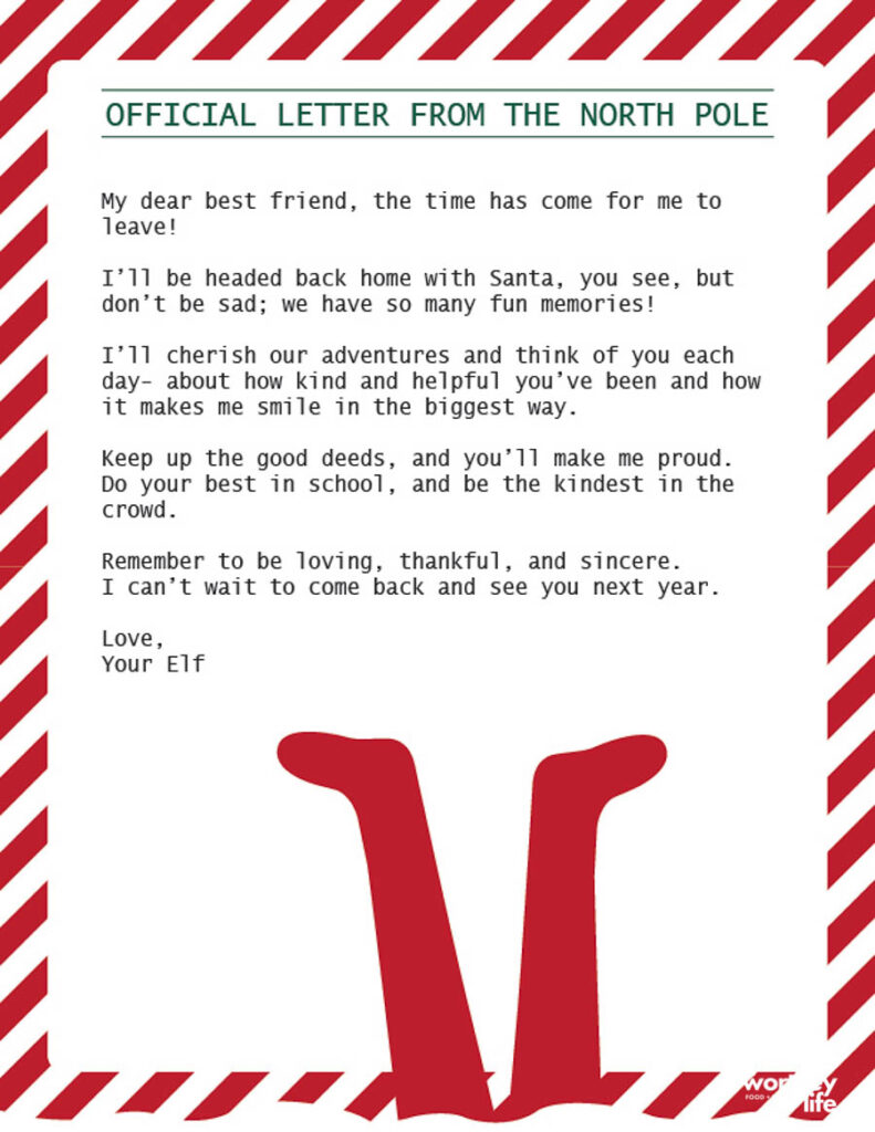 elf on the shelf goodbye free printable