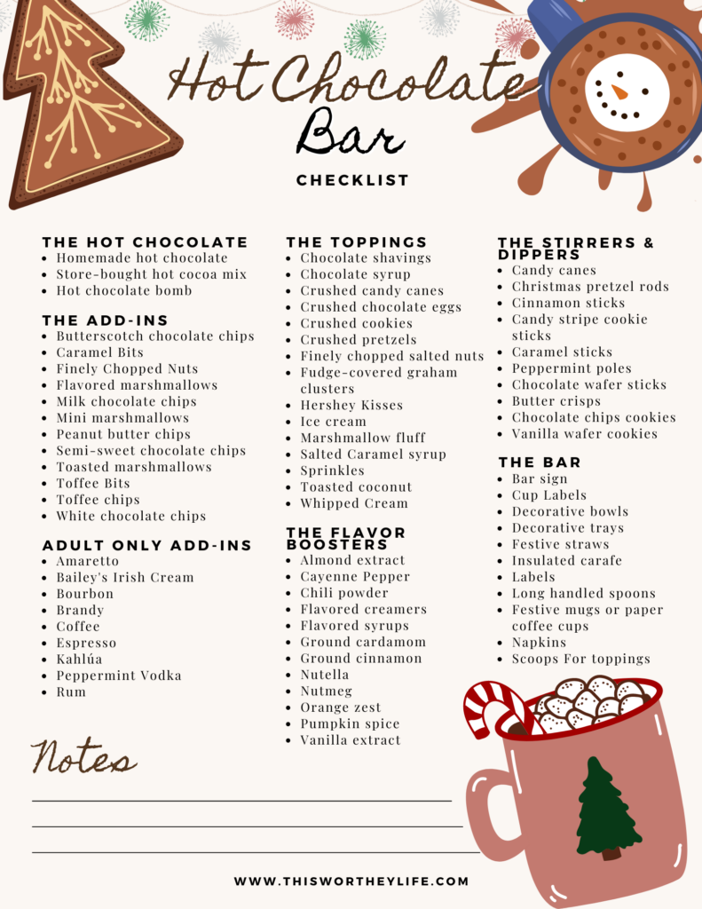 Hot Chocolate Bar Ideas + Printable Checklist