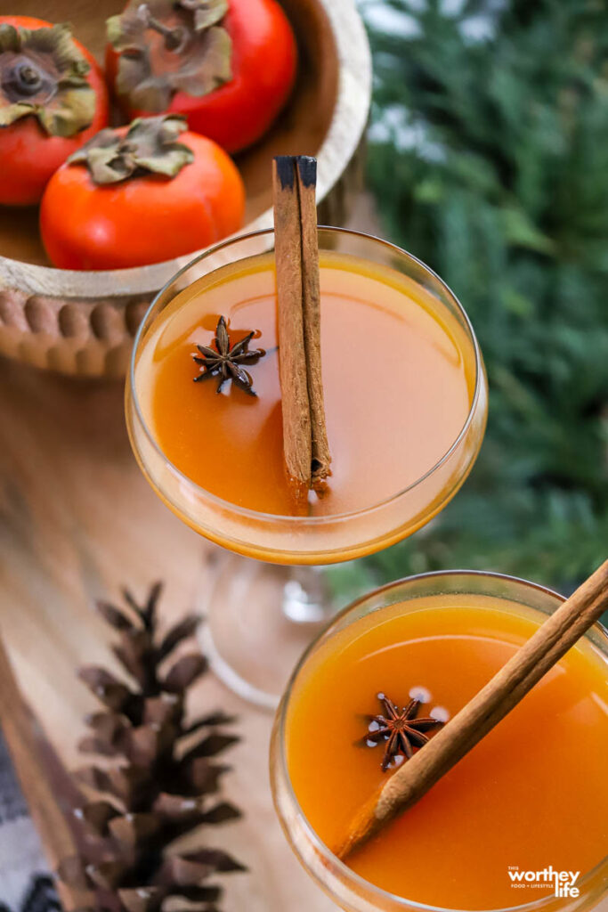 freshly made persimmon cocktails
