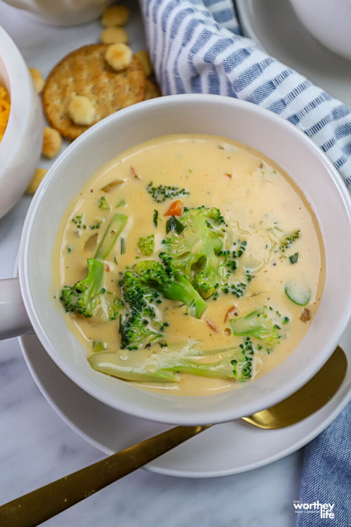 bowl of soup in Rae Dunn soup bowl