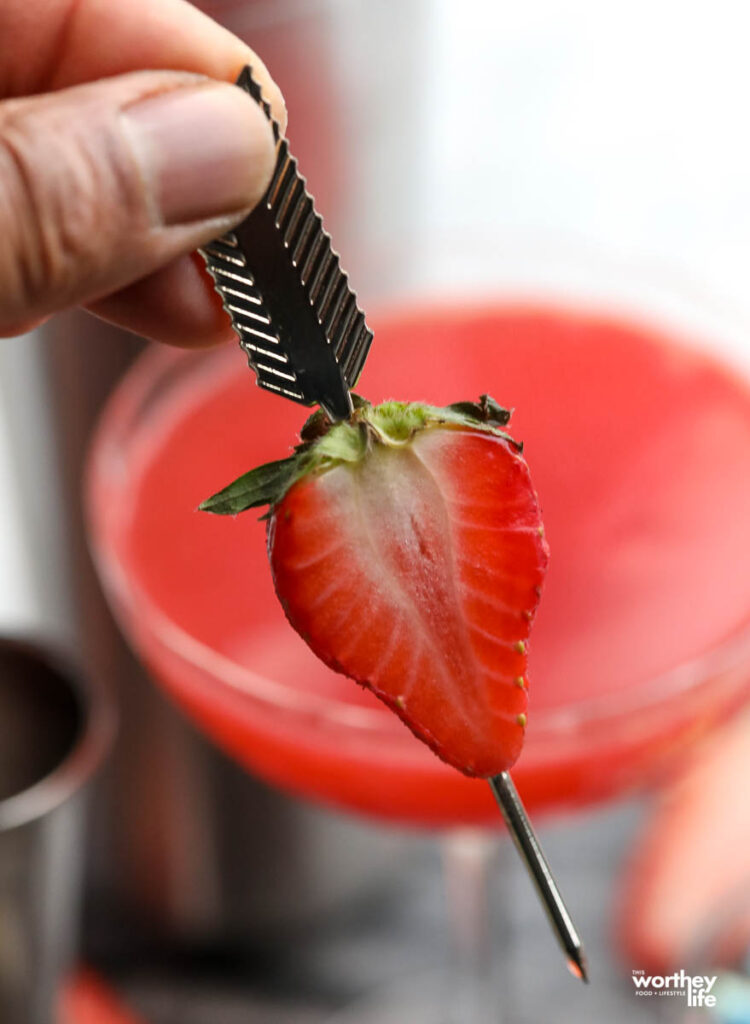 strawberry on cocktail stick