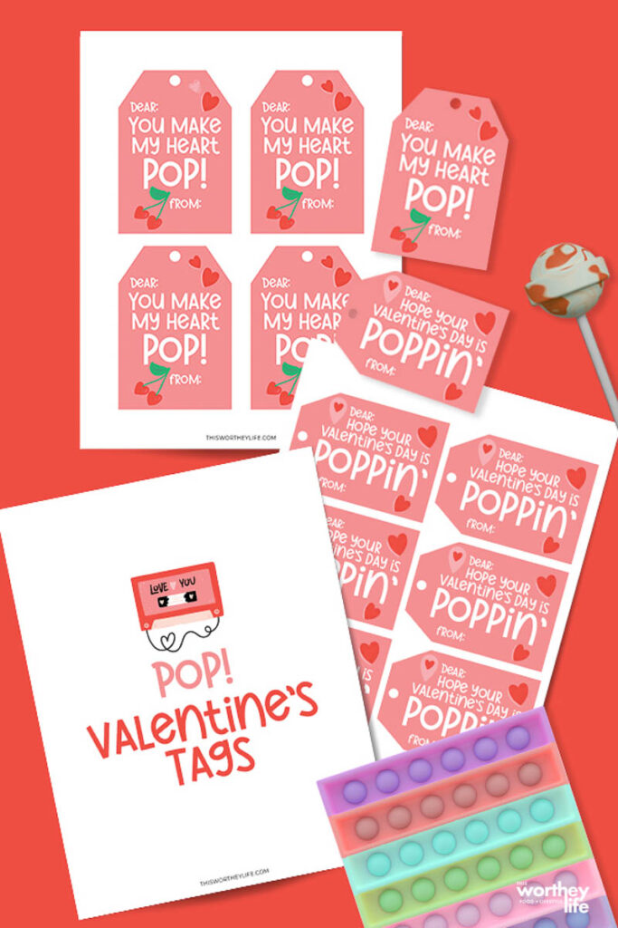 You make my heart pop Valentine printable tag