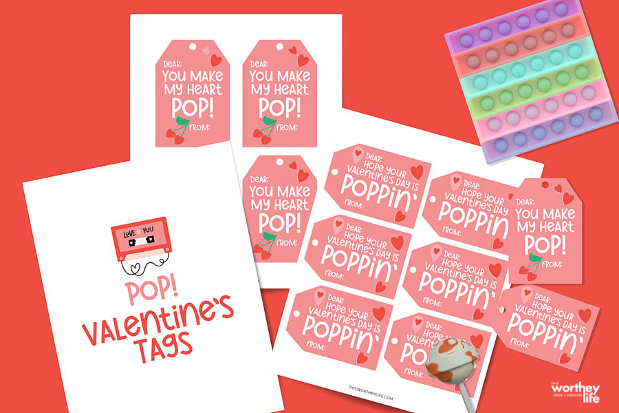 You make my heart pop Valentine printable tag