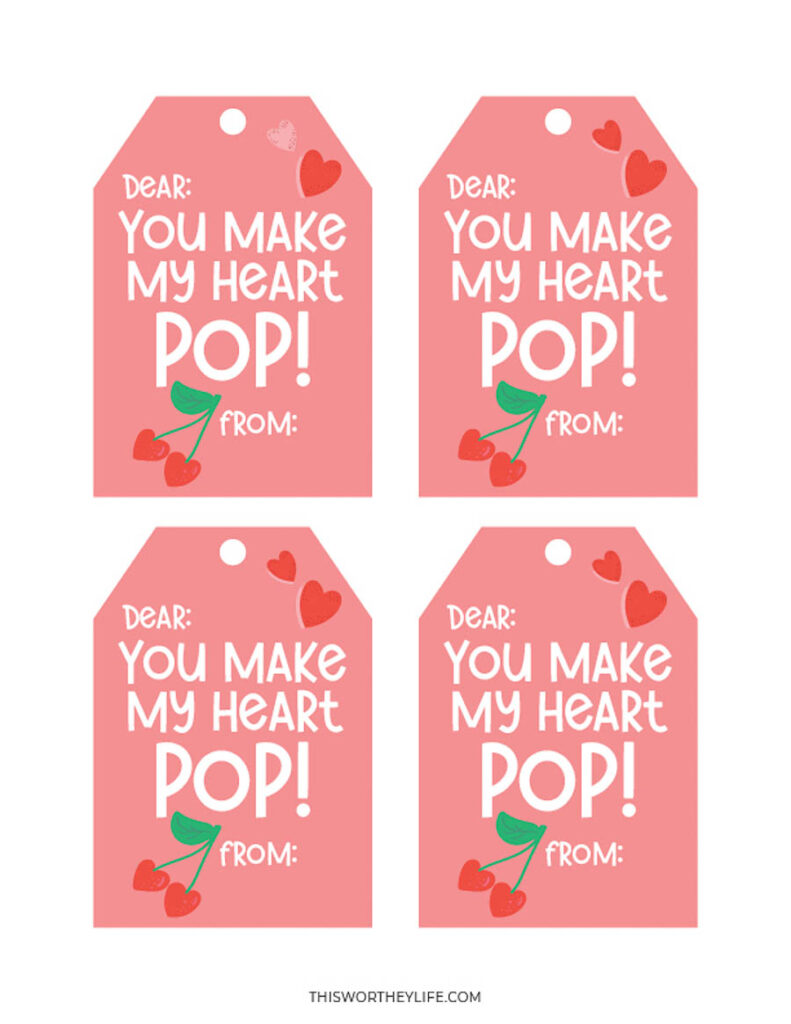 Cyberplads Objector Markér You Make My Heart Pop Free Printable Valentines Tags