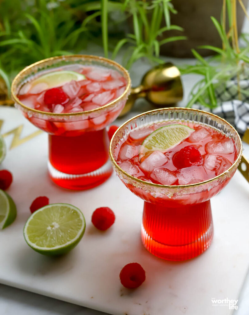 Two Raspberry Margarita Cocktails for National Margarita Day