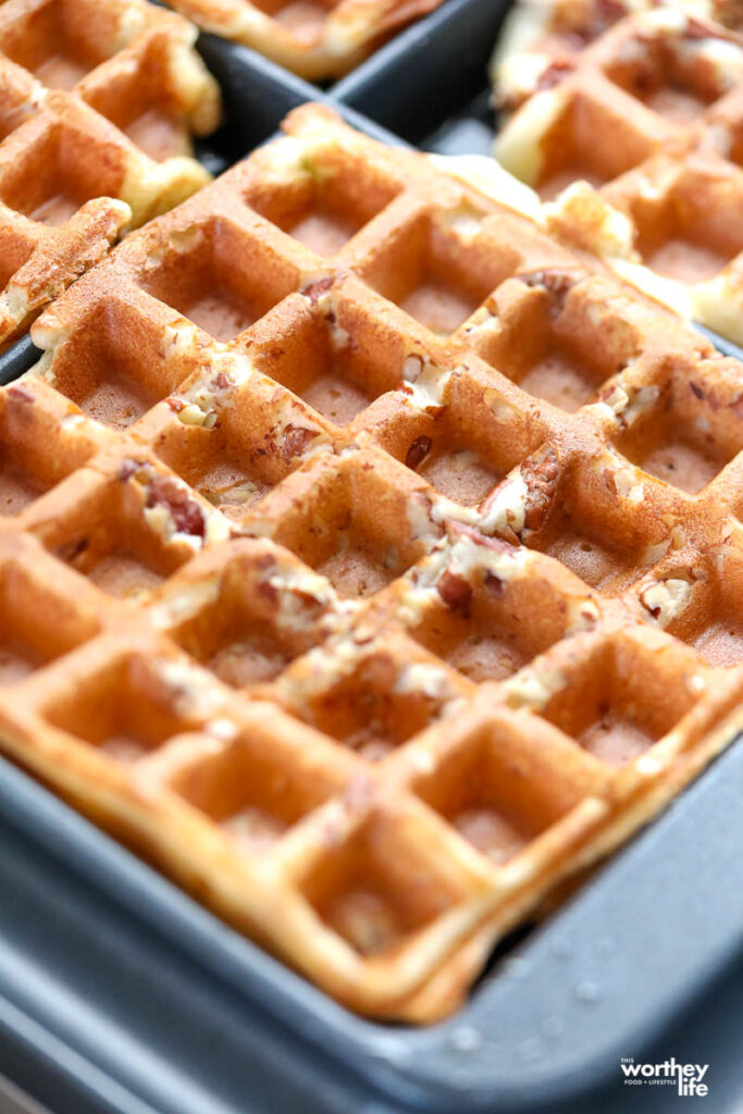 making waffles using a Breville Waffle Maker