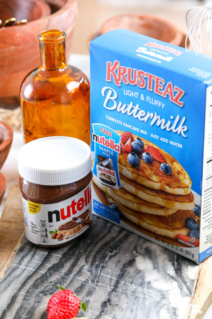 Krusteaz Pancake Mix and a jar of Nutella