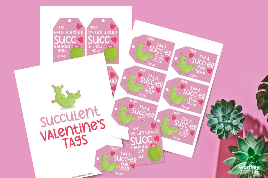 Succulent Free Printable Valentine's Tags