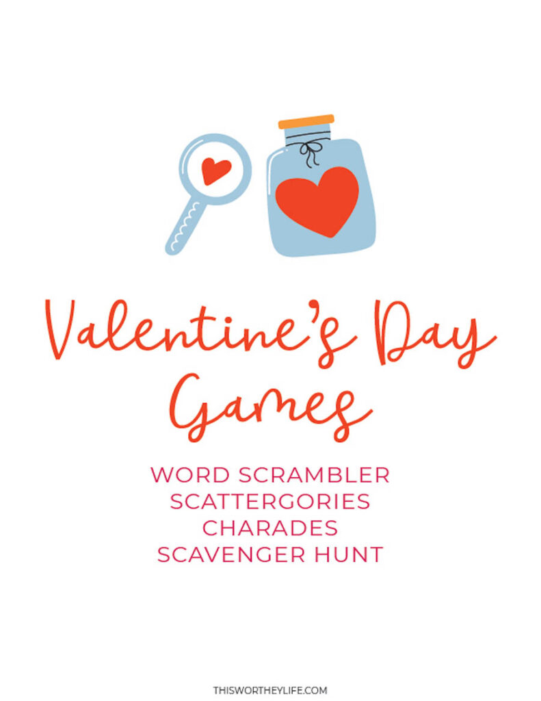 printables for Valentine's Day Game