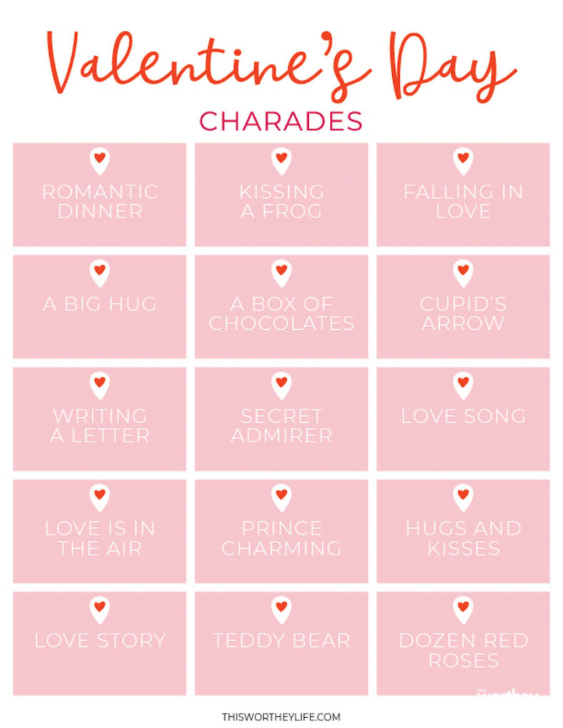 valentine's day charades printable