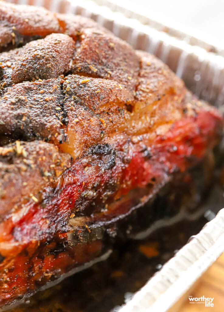 smoked pork butt in pan