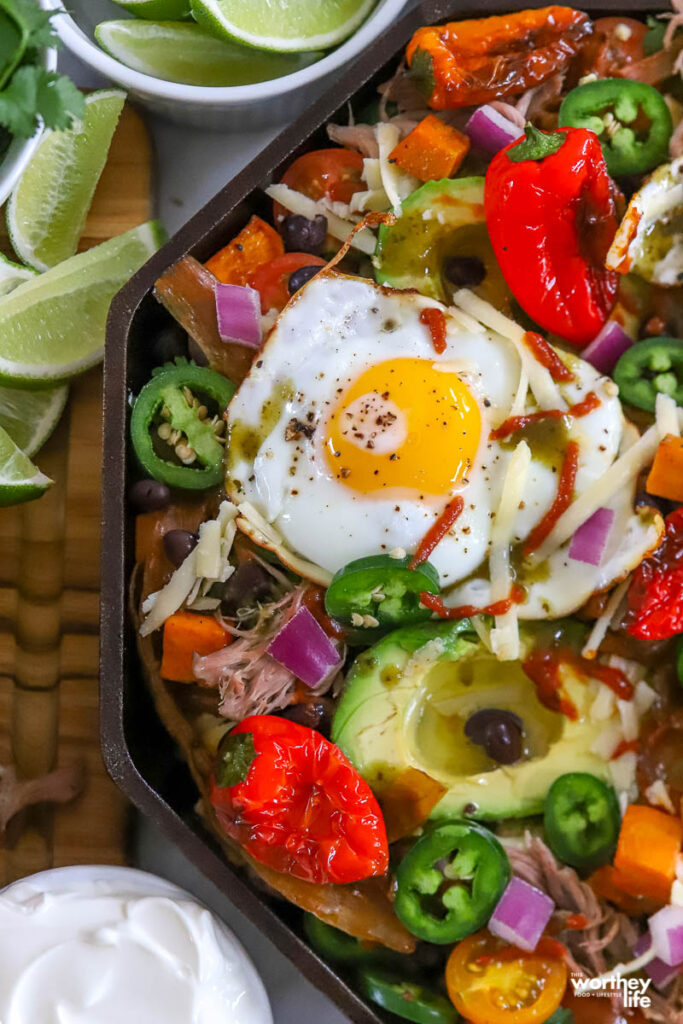 smoked pulled pork breakfast skillet