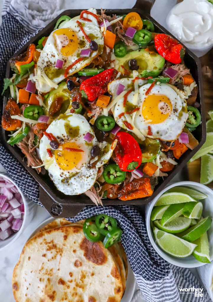 smoked pulled pork breakfast skillet