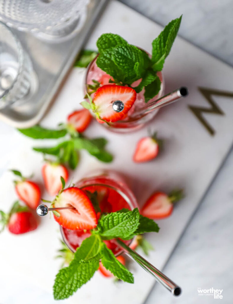 mint juleps on marble board