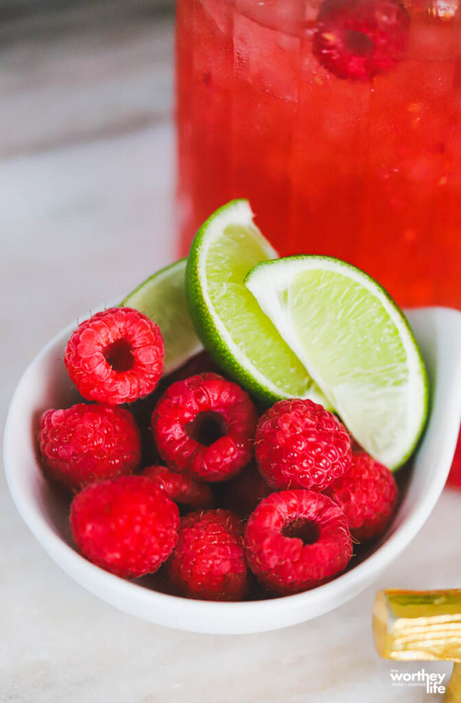 fresh raspberries in a bowl