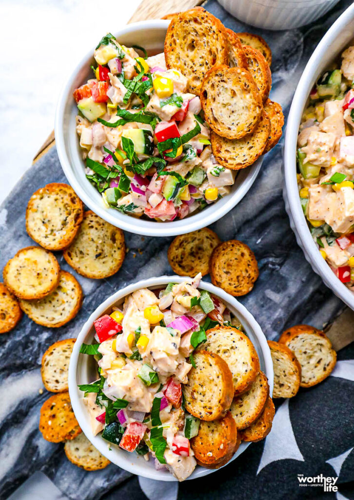 chicken and fresh veggies for a summer salad