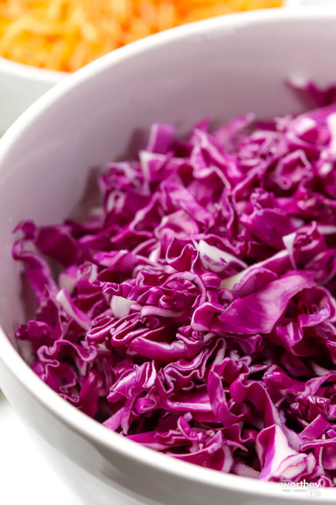 fresh purple cabbage in a bowl