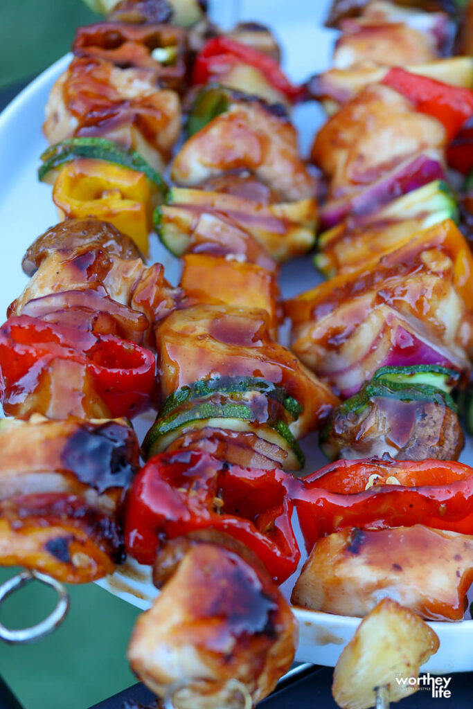 grilled veggies and chicken kabobs