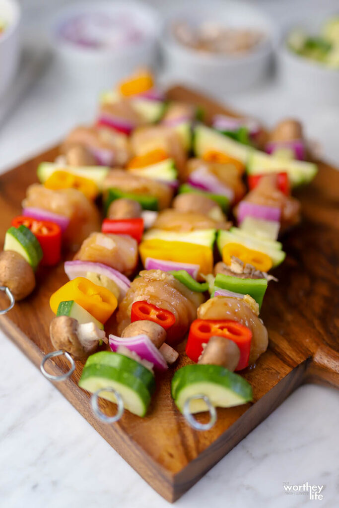 Chicken Kabobs with pineapple + fresh veggies