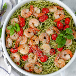 Al Pesto Pasta With Shrimp