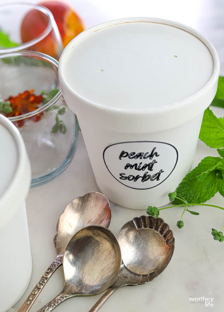 white containers for storing ice cream