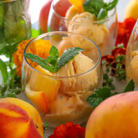 peach sorbet in cups