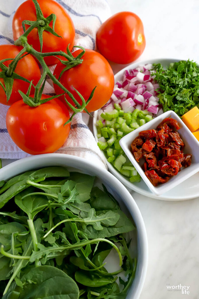 fresh ingredients for a light healthy lunch